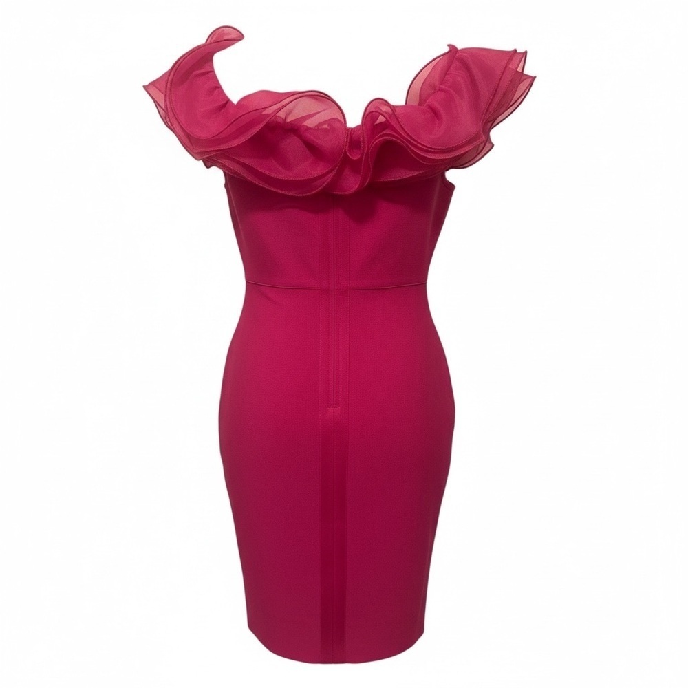 Pink Off-Shoulder Ruffled Bandage Dress - Picture 4 of 9